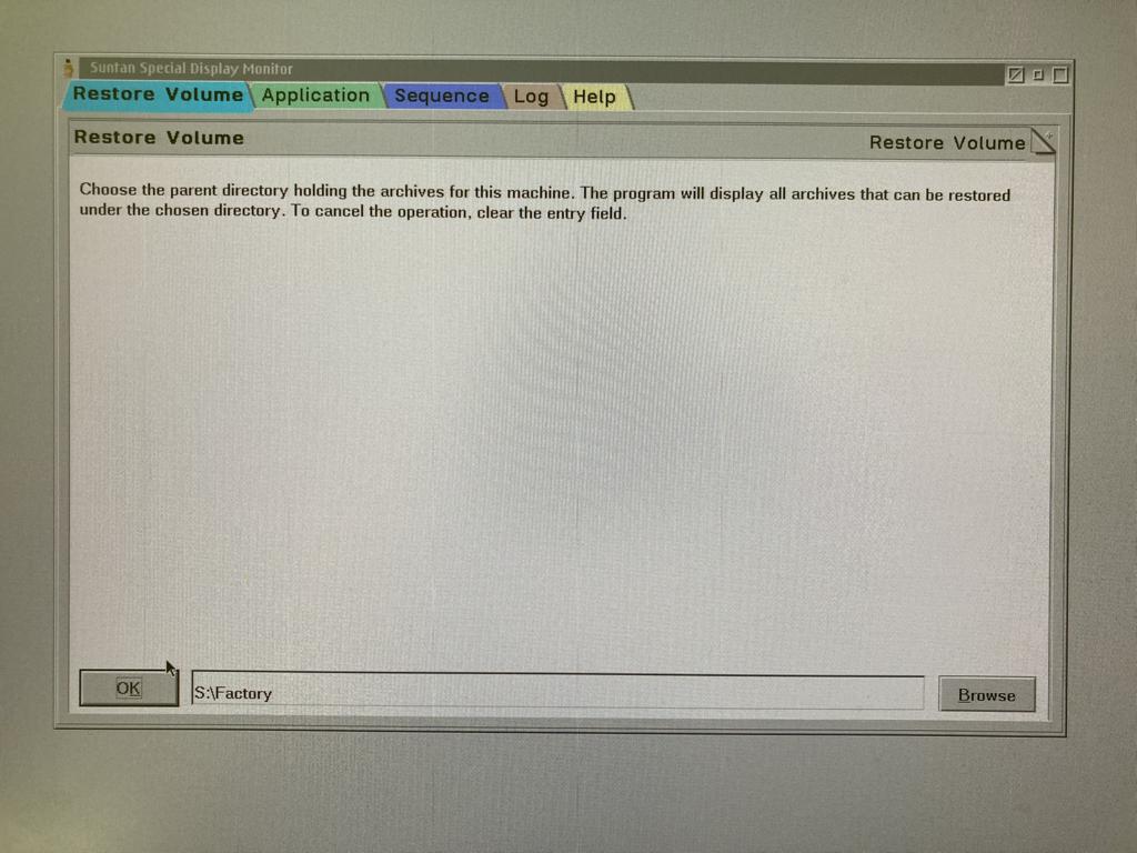 Selecting a volume to restore