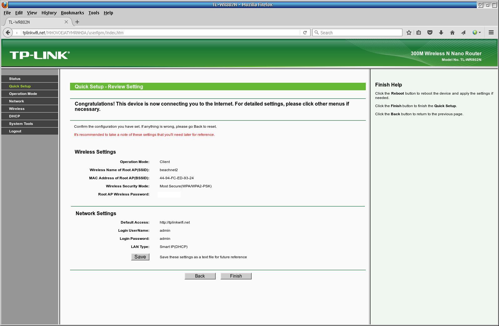 TPLink Quick Setup Screen 6